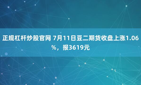 正规杠杆炒股官网 7月11日豆二期货收盘上涨1.06%，报3619元